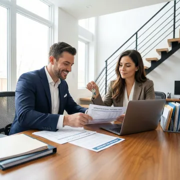 Property tax consultant reviewing real estate depreciation reports with a client