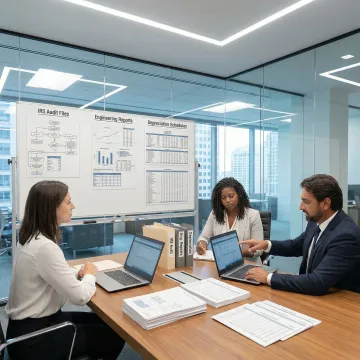 IRS audit defense team collaborating on documentation and IRS response strategy