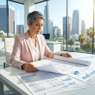 Cost segregation engineer reviewing California commercial property blueprints and depreciation schedules