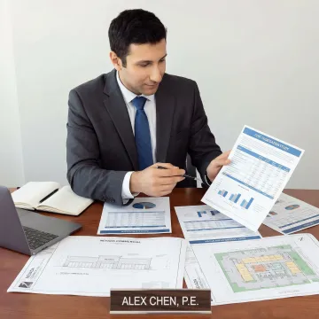 Licensed engineer reviewing cost segregation study documents for a Nevada commercial property