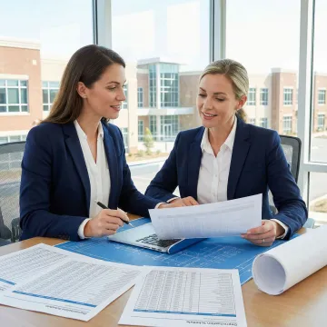 Professional cost segregation engineer reviewing property blueprints and depreciation schedules for a South Carolina commercial building