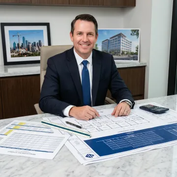 Cost segregation engineer reviewing property blueprints and depreciation schedules for a Texas commercial building