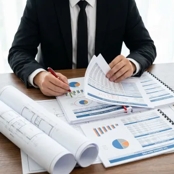 Engineer reviewing cost segregation report for Illinois commercial property