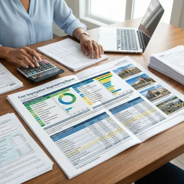 Detailed cost segregation report with depreciation schedules and property component breakdown