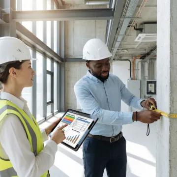 Engineering team conducting detailed property asset inspection with digital documentation tools