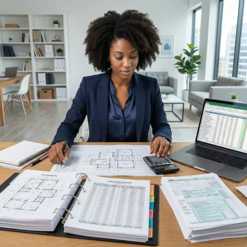 CPA reviewing detailed cost segregation engineering report with tax documents and property analysis