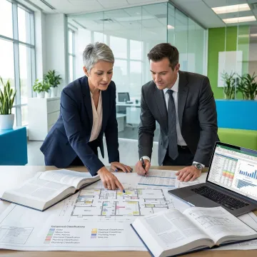 Engineering team conducting cost segregation analysis on commercial real estate property