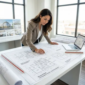 Professional engineer conducting detailed cost segregation analysis on commercial real estate property