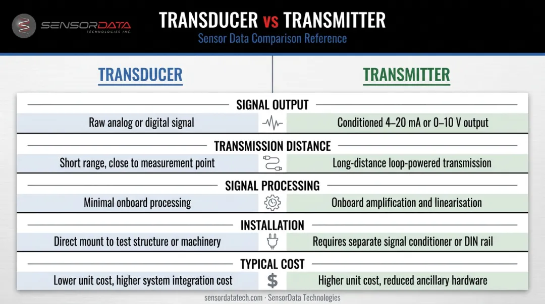 Transducer versus transmitter side-by-side comparison of five key factors
