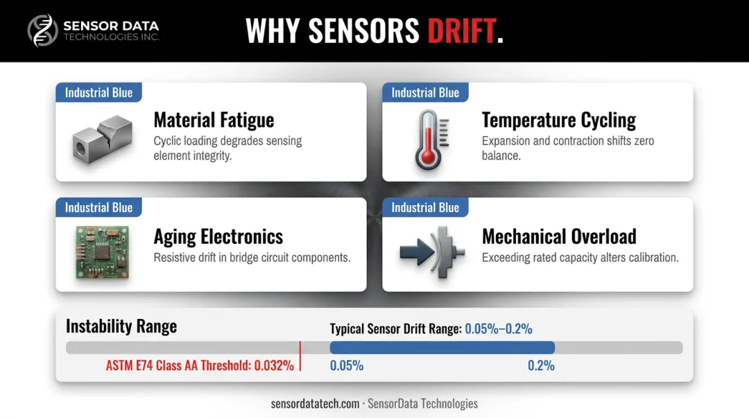 Four causes of sensor drift and typical load cell instability percentage ranges