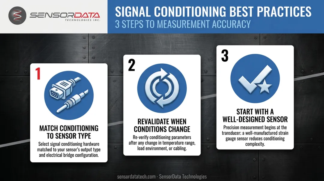 Three best practices for maximizing signal conditioning effectiveness numbered process list