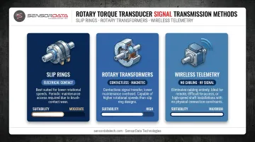 Rotary torque transducer signal transmission methods comparison slip rings wireless telemetry
