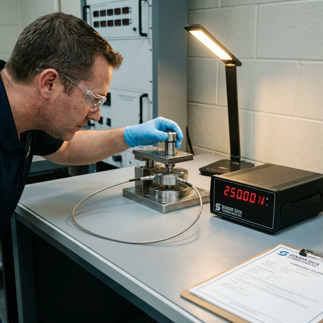 Engineer calibrating a custom precision sensor