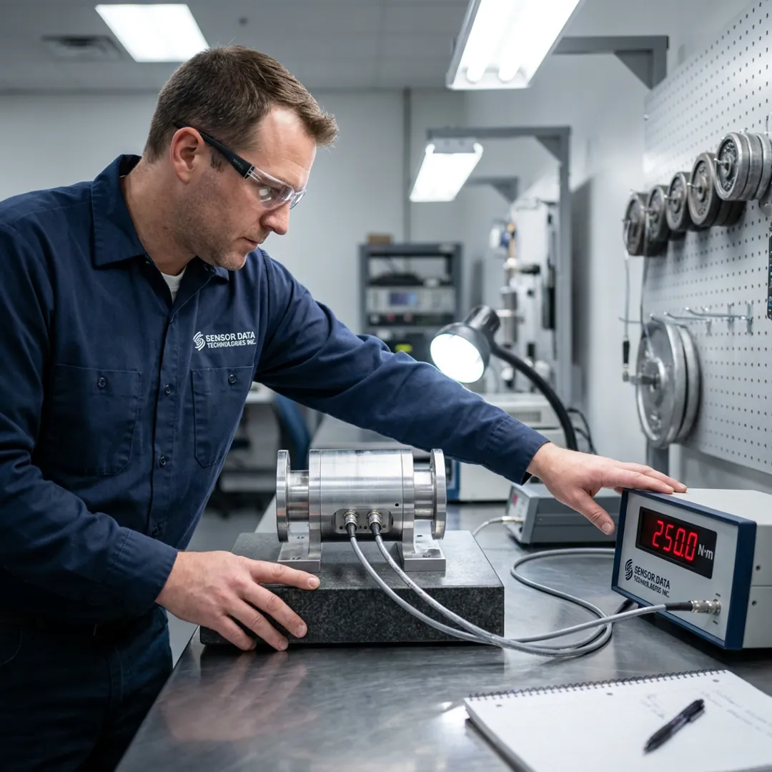 Torque transducer calibration in a precision lab