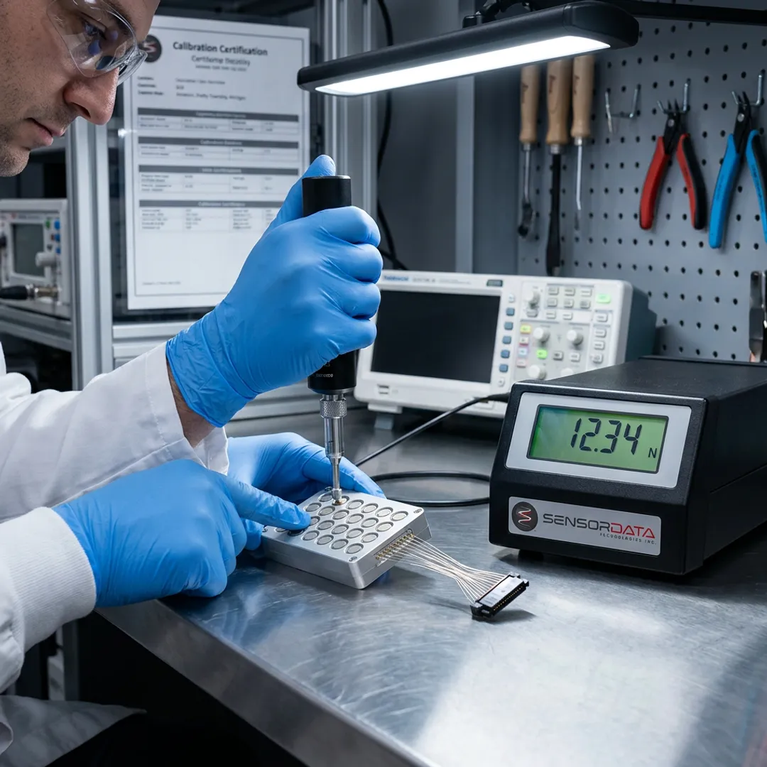 Tactile pressure sensor testing in engineering lab