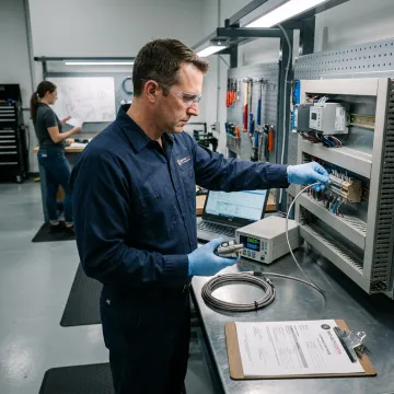 Engineer configuring integrated control system hardware