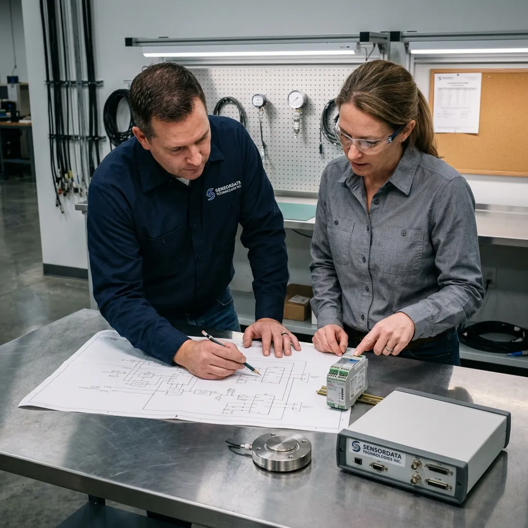 Engineers reviewing control system integration plans