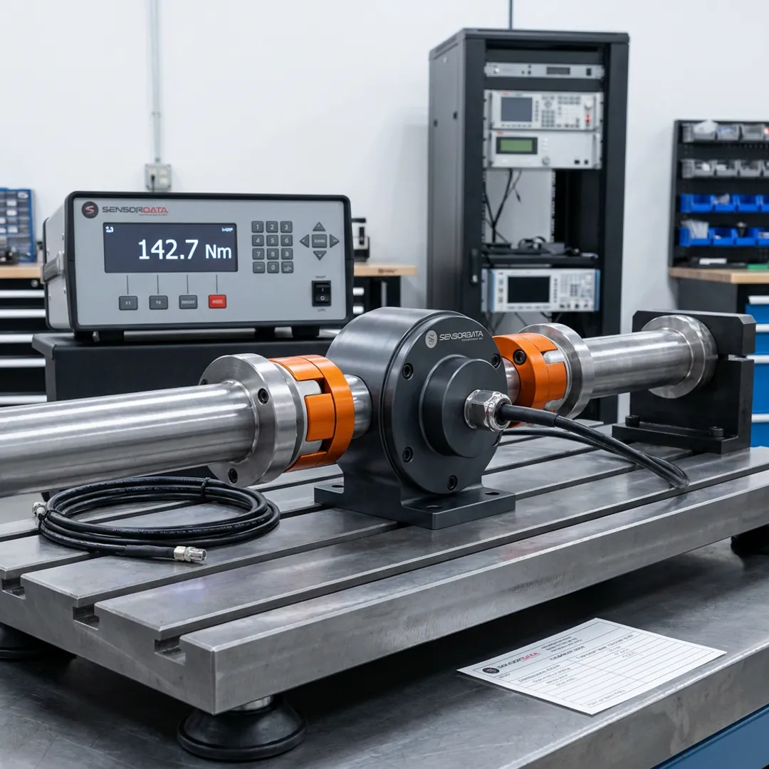 Torque sensor testing on an industrial measurement bench