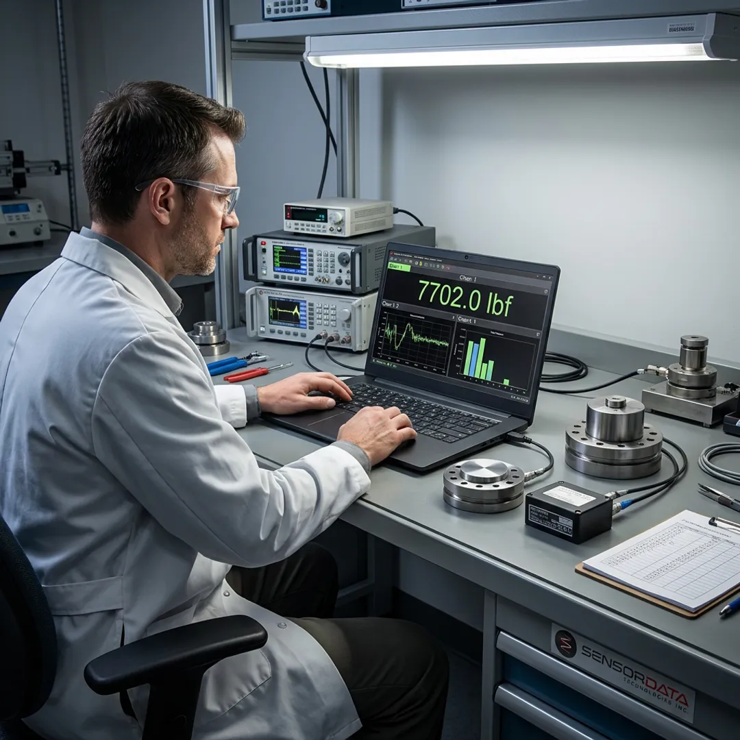 Engineer reviewing load monitoring sensor data