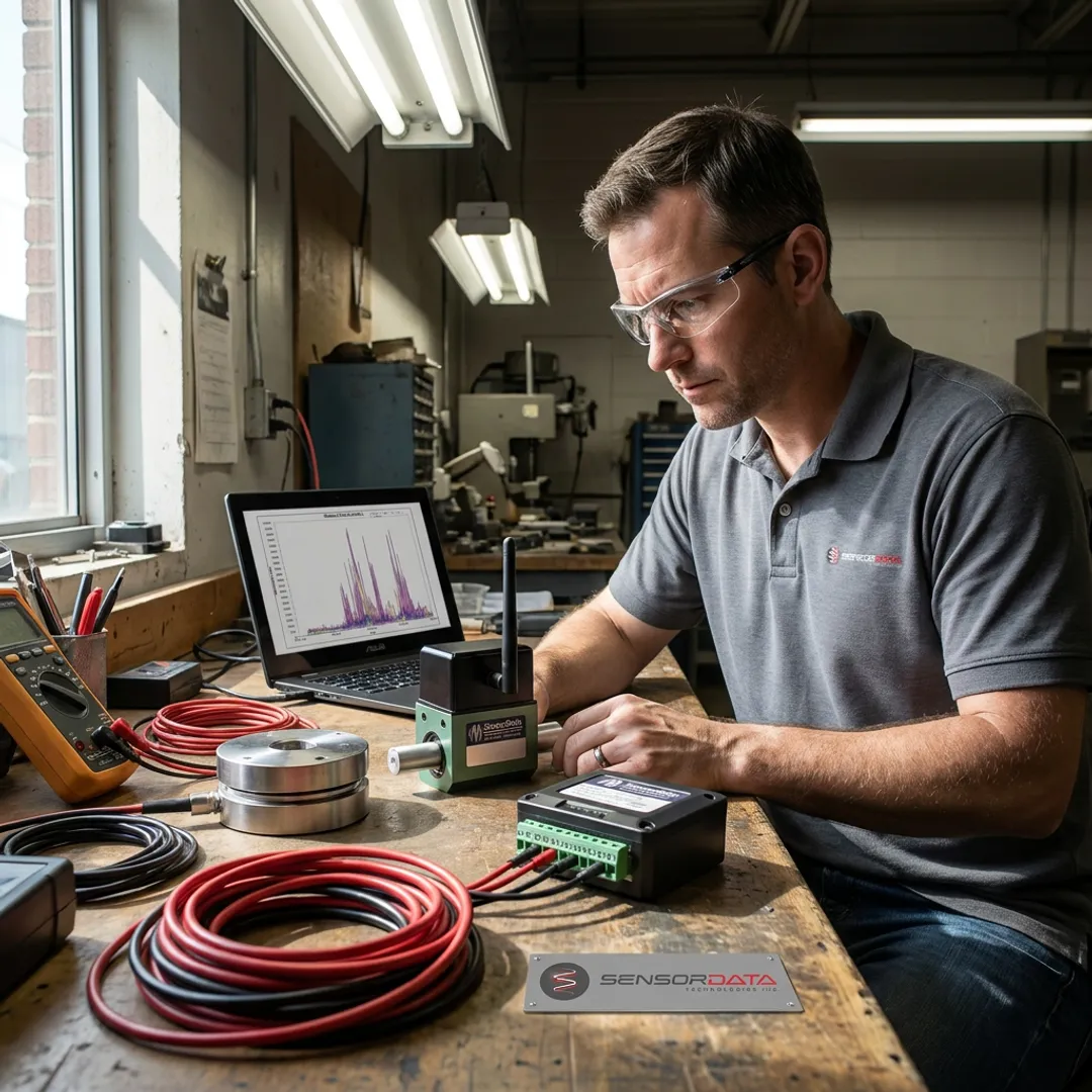 Engineer reviewing sensor calibration data