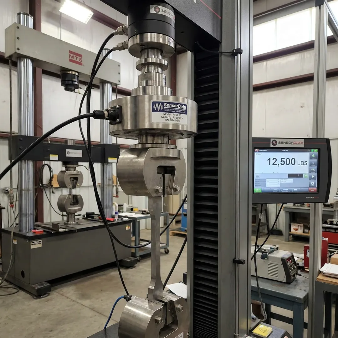 Material testing machine with precision force sensor