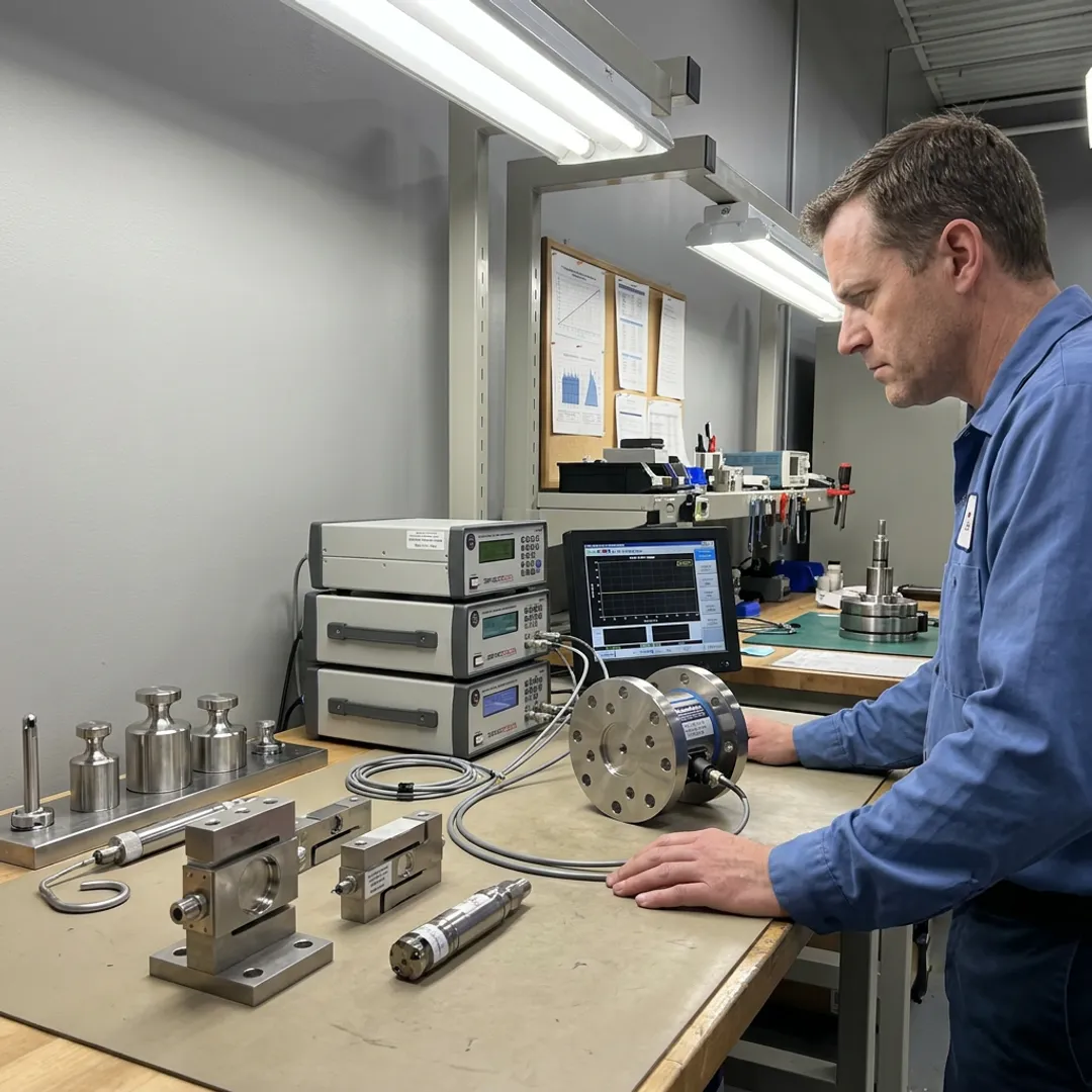 Engineer reviewing precision sensor measurement data