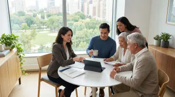 Financial advisor meeting with multi-generational family to review legacy transfer plan