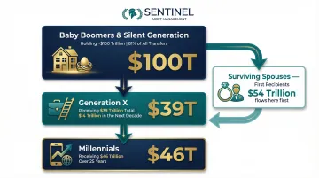 Great Wealth Transfer generational flow diagram Baby Boomers to Gen X and Millennials