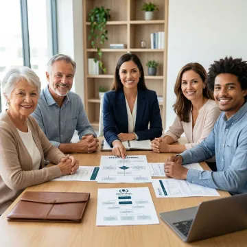 Family meeting with financial advisor discussing multi-generational wealth transfer
