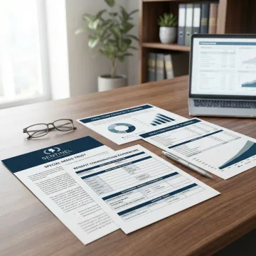 Financial planning documents with special needs trust paperwork and care coordination materials