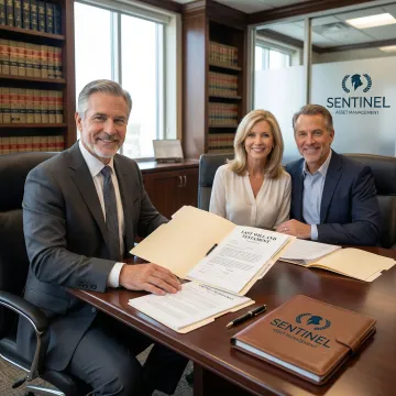 Estate planning attorney reviewing legal documents with Columbia, Missouri clients