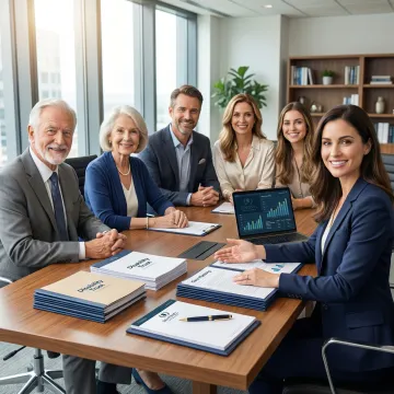 Family reviewing special needs trust documents with financial advisor