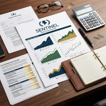 Integrated financial planning documents showing tax and estate coordination