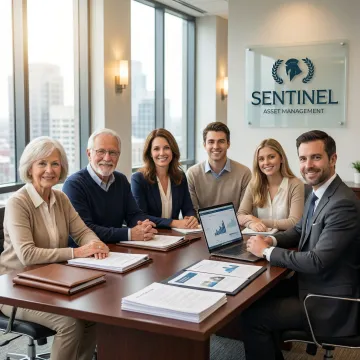 High-net-worth family reviewing legacy planning documents with financial advisor