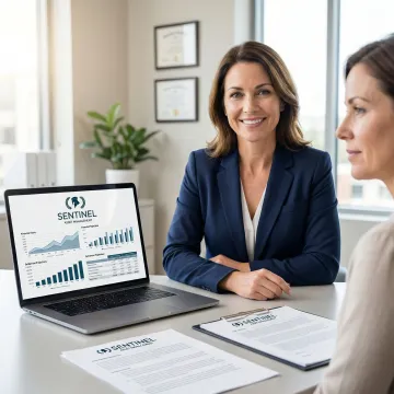 Financial advisor conducting divorce settlement analysis with detailed projections and charts