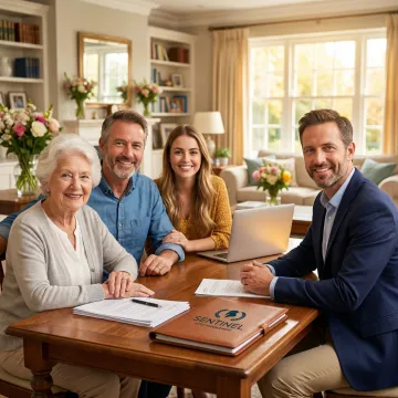 Multi-generational family reviewing estate planning documents together