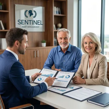 Senior couple reviewing comprehensive financial plan with fiduciary advisor