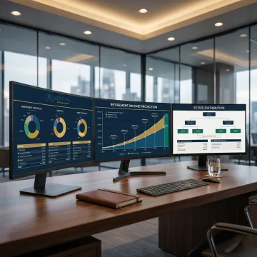 Integrated wealth management dashboard showing coordinated investment and tax strategies
