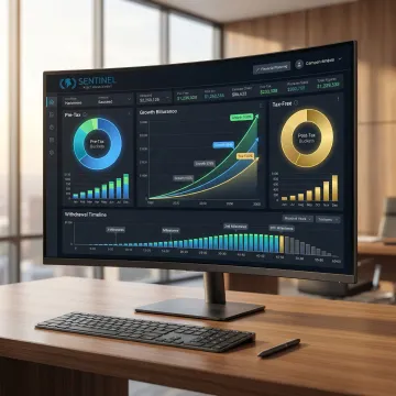 Tax-efficient portfolio dashboard showing asset allocation across taxable and tax-advantaged accounts