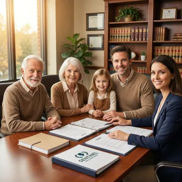 Family meeting with financial advisor to discuss estate planning and legacy
