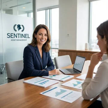 Financial advisor consulting with client during collaborative divorce planning session