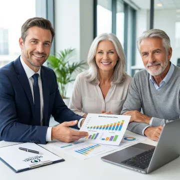 Retirement planning advisor discussing guaranteed income strategies with couple
