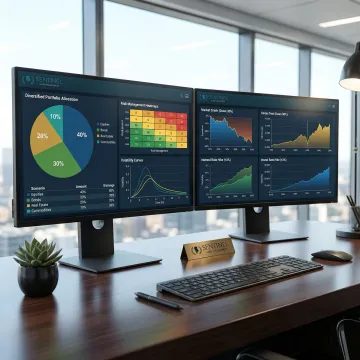 Diversified retirement portfolio analysis on multiple screens