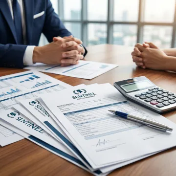 Client reviewing financial settlement documents with advisor guidance
