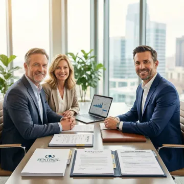 Professional estate planning consultation with financial documents and trust agreements