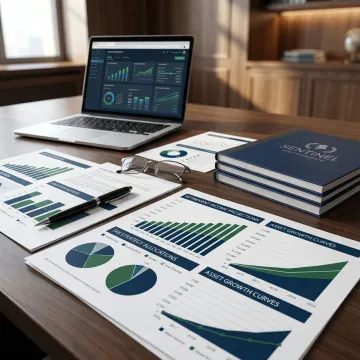 Comprehensive financial plan documents showing retirement projections and estate strategies