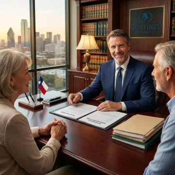 Professional estate planning consultation with documents and trust agreements in Granbury office