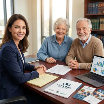 Professional advisor reviewing charitable estate planning documents with clients