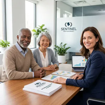 Professional retirement advisor consulting with senior couple about fixed income strategies