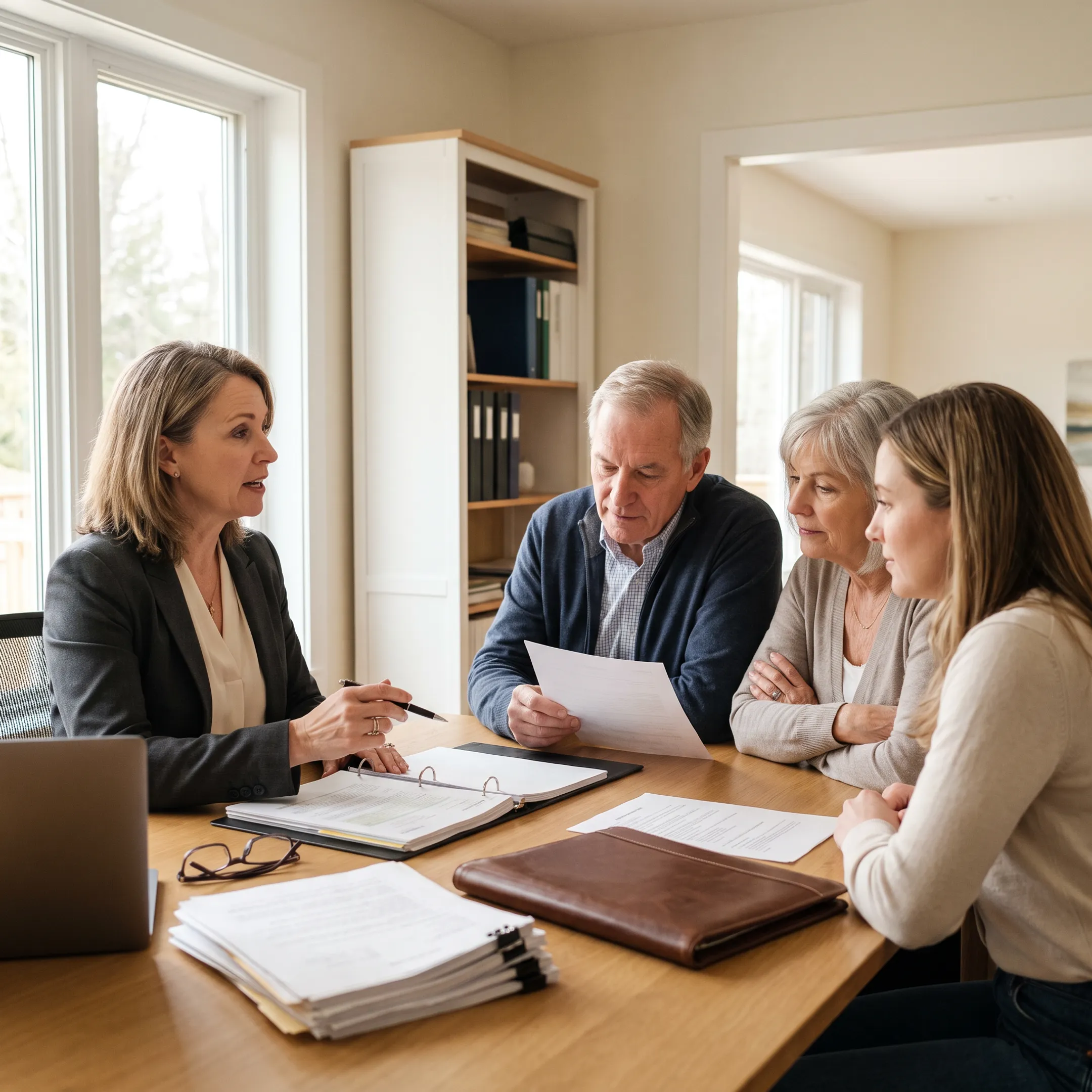 Family reviewing a multigenerational legacy plan